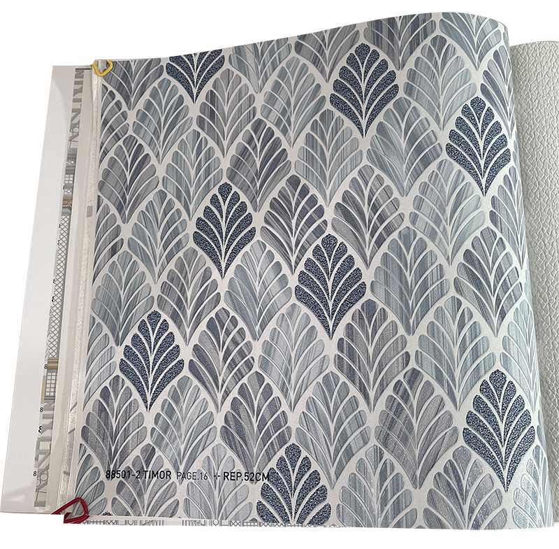 วอลเปเปอร์ติดผนัง ลายใบไม้ ลายโมเดิร์น สีเทา ตกแต่งผนัง