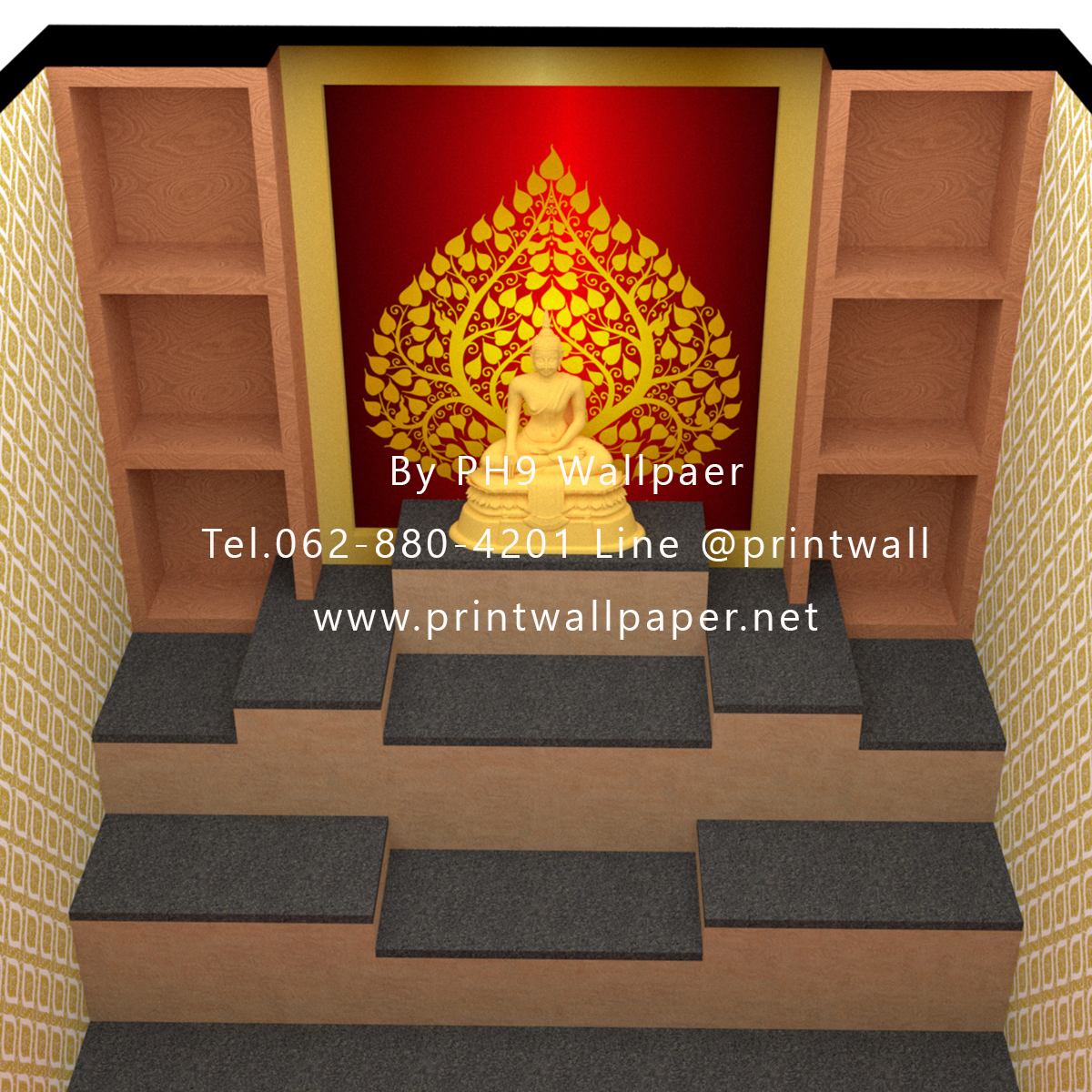 วอลเปเปอร์ภาพพิมพ์ต้นโพธิ์ (4)